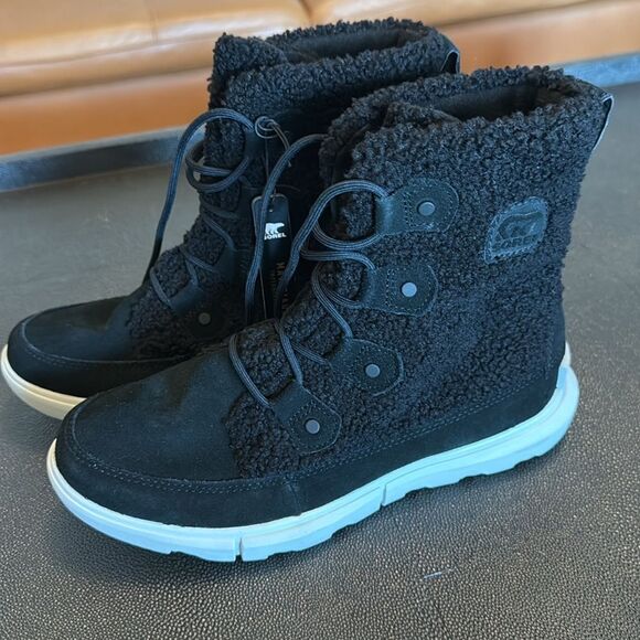 Sorel Explorer Next Joan Faux Shearling Black Boots size 8.5 - Picture 4 of 10